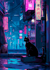 Cats in the dark alleys of Tokyo