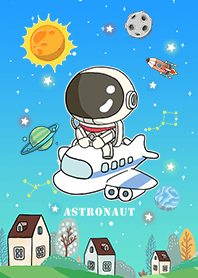 Cute Astronaut/Travel by Plane/Gradient