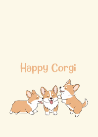 happy Welsh Corgi_white