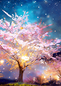Beautiful night cherry blossoms#969