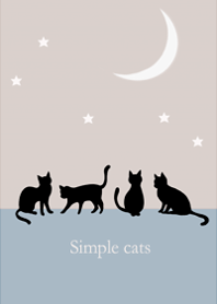 三日月と猫のデザイン・ブルーベージュ