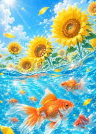 幸運金魚與向日葵的藍色夏日#12