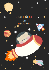 Cute bear in black space