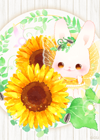 運気アップ♪向日葵とうさぎの妖精