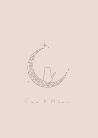 Cat & Moon / pink beige LB