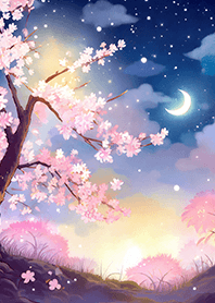 Beautiful night cherry blossoms#2257