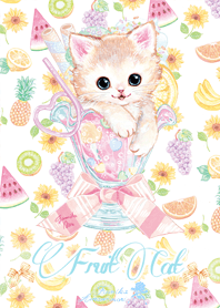 Cat and fresh fruit