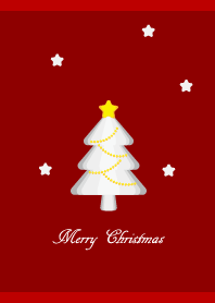 white christmas tree on red & beige