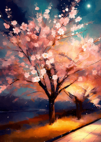 Beautiful night cherry blossoms#386
