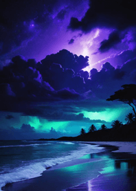 暗い夜空 - 海辺 F27763