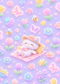 Pastel White Cat Tulip Garden