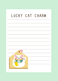 LUCKY CAT CHARM NOTEBOOKj-LIGHT MINT