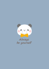 Panda and ribbon -smoky blue- or