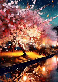 Beautiful night cherry blossoms#1466