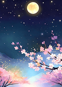 Beautiful night cherry blossoms#1464