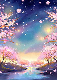 Beautiful night cherry blossoms#727
