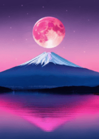 Pink moon and Mt.Fuji