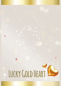 ベージュ&ピンク/恋愛と金運UP 金色ハート