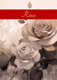Monochrome Roses red&beige