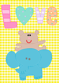 (colorful Lilo and elephant x yellow )