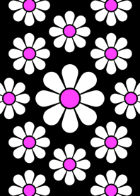 白い花模様 [ 黒背景 ]