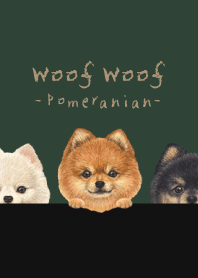Woof Woof - Pomeranian - CHRISTMAS GREEN
