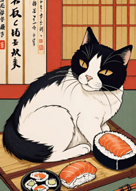 Ukiyo-e Meow Meow Cats f403db