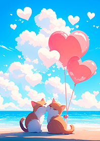 부부 고양이의 해변 약혼 ❤