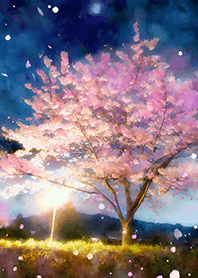 Beautiful night cherry blossoms#245