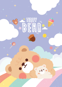Teddy Bear Sky Rainbow Violet