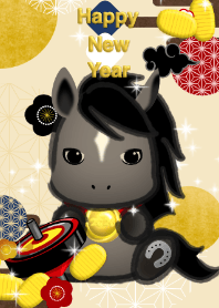 正月（2026、開運、黒馬、駒 ）