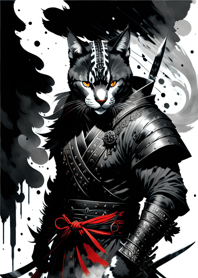 Ink wash cat samurai 2FC97C