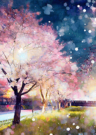 Beautiful night cherry blossoms#995