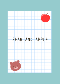 BEAR AND APPLE GRAPH PAPER-DUSTY MINT