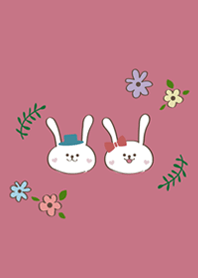 可愛兔兔情侶(玫瑰霧粉)