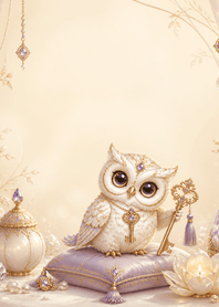 Cream Onyx Owl Key Fortune