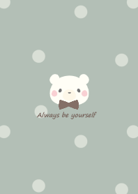 Polar bear and ribbon -smoky green- bw2