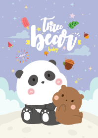 Three Bears Kawaii Cute Violet