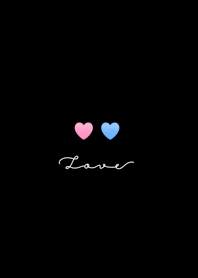 Pair Hearts: pink blue gradation, black