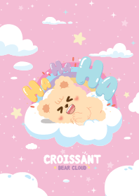Croissant Bear Rainbow Cloud Pink