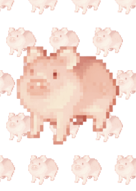 Pig Pattern Pixel Art Theme BW04