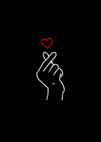 Finger Heart Black Adults Are Cute Line Theme Line Store Finger Heart Black Adults Are Cute Line Theme Line Store