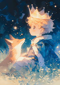 Prince and fox under starry sky_Black JP