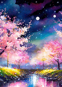 Beautiful night cherry blossoms#248