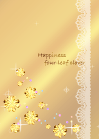 Happiness four-leaf clover-gold-