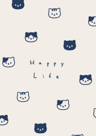Neko Face - navy beige.