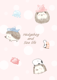 Hedgehog and Sea life -pink-