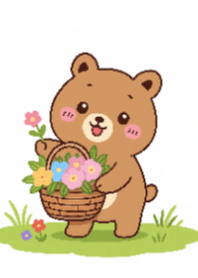 Cute Bear and Flowers V.1