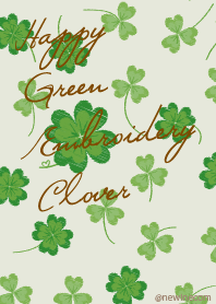 Happy Green Embroidery clover