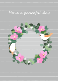 Flower wreath and birds